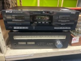 PYLE double cassette deck and technics AM/FM stereo
