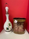Mid-century lamp and vintage WEIBRO metal Wastebasket