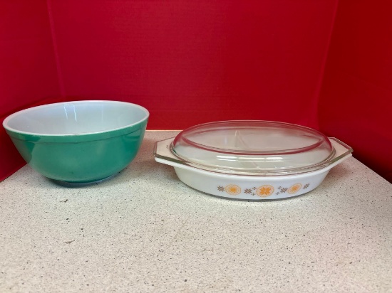 Two pieces of Pyrex