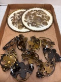 Brass wall plaque made in England, Brass drawer pulls