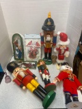 wooden nutcrackers and Christmas decorations