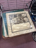 nine vintage square tables