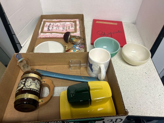 fire king bowls, Franciscan, ware set, schiPerelli stockings, salt and pepper shakers etc