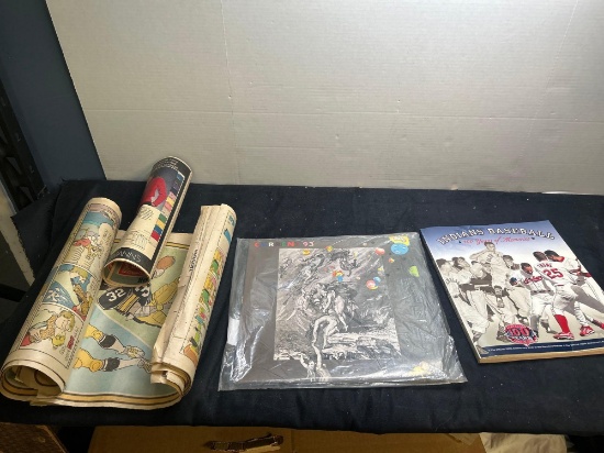 hundred years Indians baseball, current 93 record, vintage sports cartoon magazines