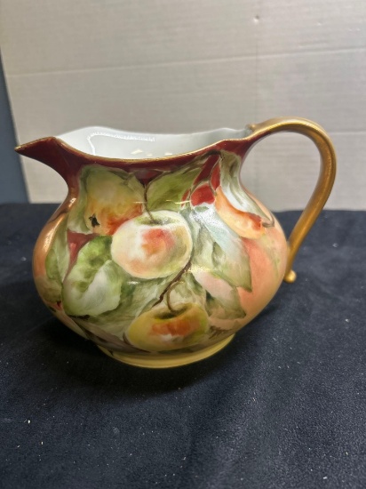 JPL France decorated cherry Limoges pitcher