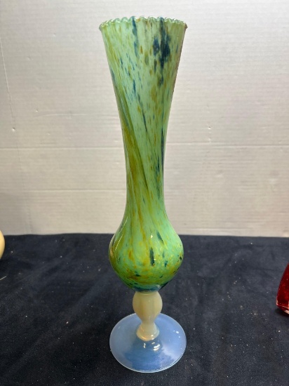 green art glass vase