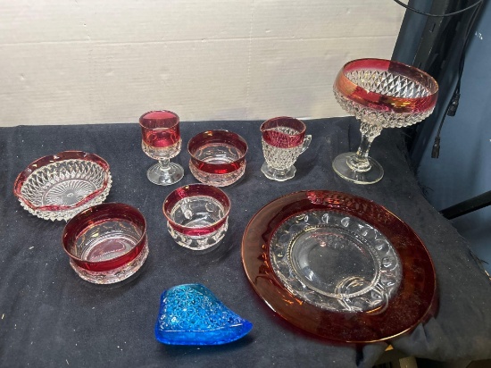 cranberry crystal glass set