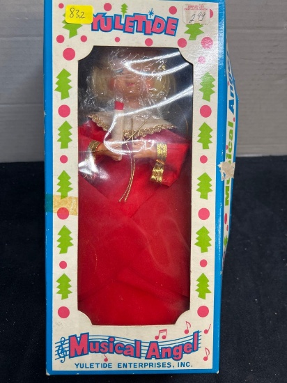 vintage Yule tide musical angel in box