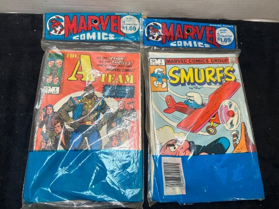 The A-Team and Smurfs sealed comics
