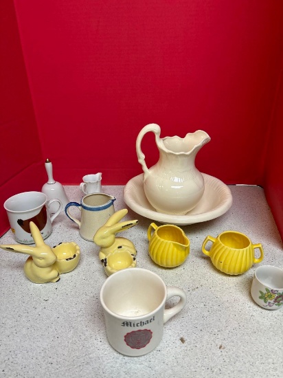 Pitcher and Bowl creamer, sugar, etc.
