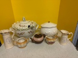 Soup tureen and other porcelain ceramic items