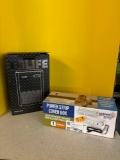 Dehumidifier, power strip cover box, file folders, and envelopes