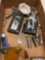 knife, rest, cobalt, blue shakers, Murano glass toppers