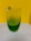 Green and clear art glass vase