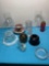 victorian glass powder, jar, and other glass