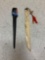 Pair of antique letter openers, metal and bone