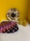 Mid-century clock, Fabric, Spaghetti string juice glasses