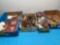Bone handled utensils, metal pieces, bank bag, etc.