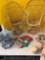 miniature peacock, chairs, Pin backs dolls