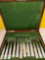 12th antique knives and forks in wooden case