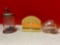 3 vintage banks with pennies