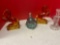 Orange red art glass horses, art glass insect catcher, and crystal glass vase
