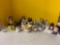 Ceramic figurines, salt and pepper, cream, and sugar owl set, Much more