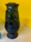 Blue glassware, including Viking glass, owl, fairy lamp