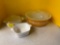 Pyrex butterfly gold Large bowl with lid, Two corning ware casseroles