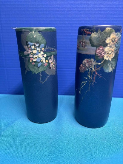 WELLER pottery blue floral Hudson 9 inch vase