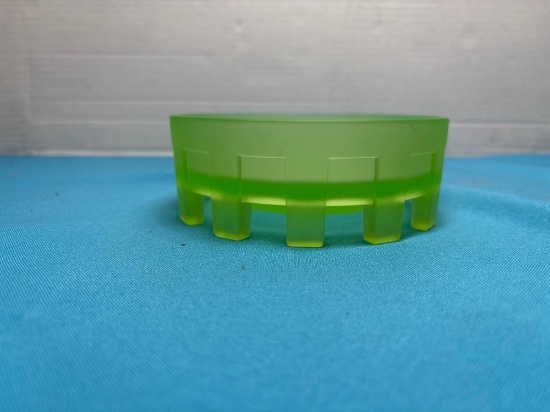 Green Depression era glass powder, box bottom