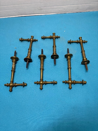 Vintage brass hall tree hooks