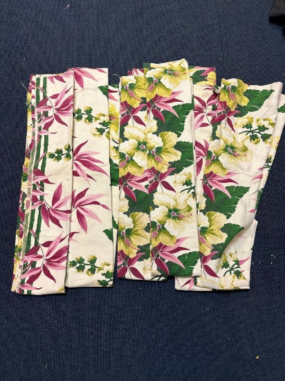 Six bark cloth curtain panels