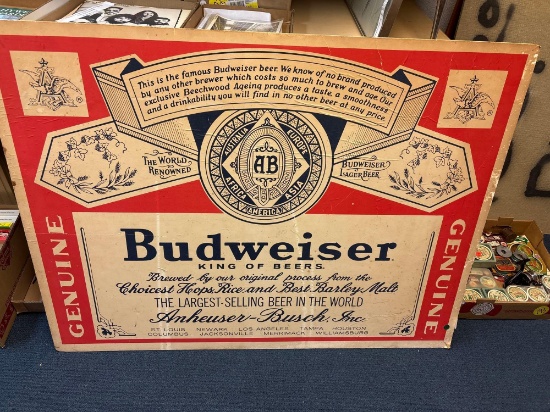 Large Budwiser cardboard sign