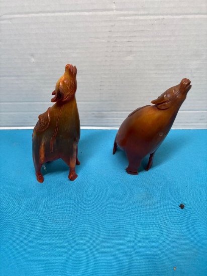 Carved animals possibly horn