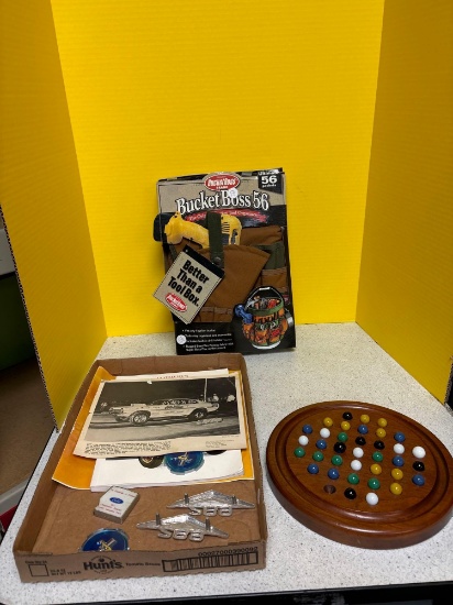 Bucket boss tool organizer, Marble set, car Collectibles