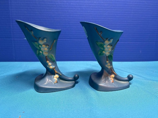 pair of Roseville, cornucopia vases