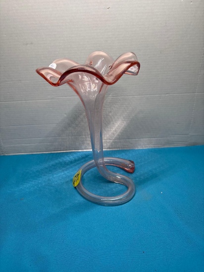 art glass trumpet base 12 inches tall