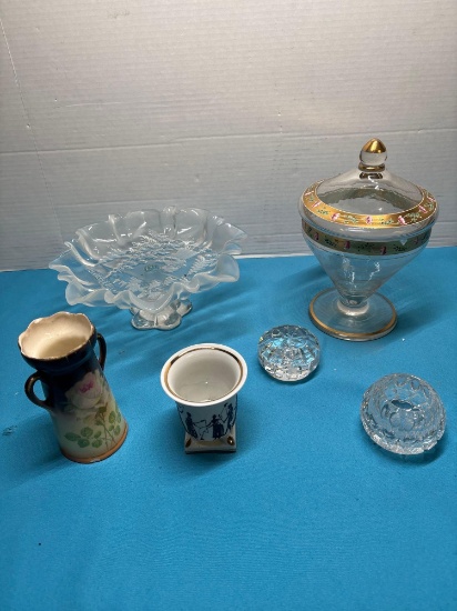 HEISEY glass, candy dish and other glass