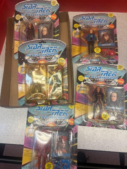 5 Star Trek, the next generation, action figures new old stock playmates