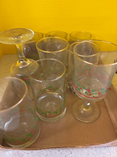 six BC comic beverage, glasses, mid-century starburst