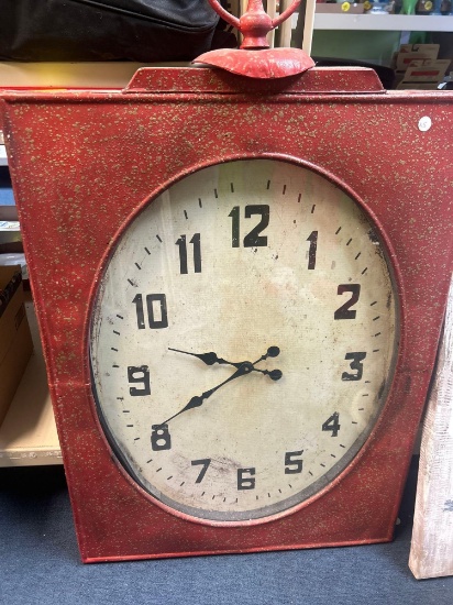 oversized red rustic wall clock