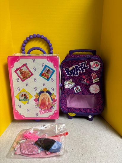 Barbie suitcase, BRATZ backpack, Barbie doll clothes