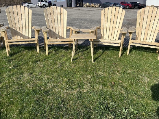 6pcs total 4 Adirondack lounge chairs 2 tables Amish built quality