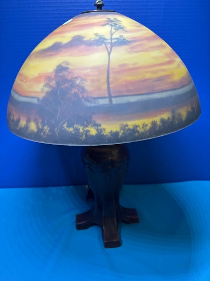 Quality reproduction reverse painted lamp