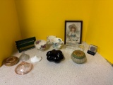 vintage smalls including cups, lids, picture, etc
