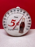 Coca-Cola five cent round thermometer