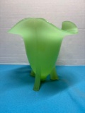 JADEITE Ruffled footed vase