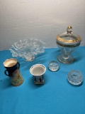 HEISEY glass, candy dish and other glass