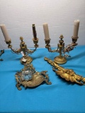 Vintage brass candelabra lamps brass ink well